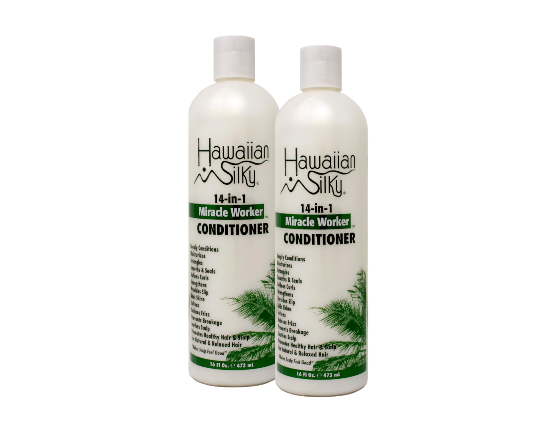 Hawaiian Silky Miracle Worker bottle shows easy pour for smooth, salon-like shine.