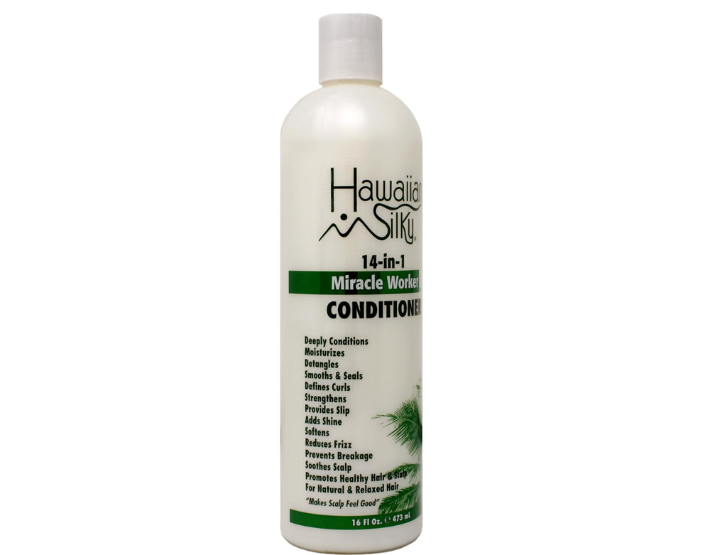 Hawaiian Silky Miracle Worker 14-in-1 conditioner pack of 2 on display.