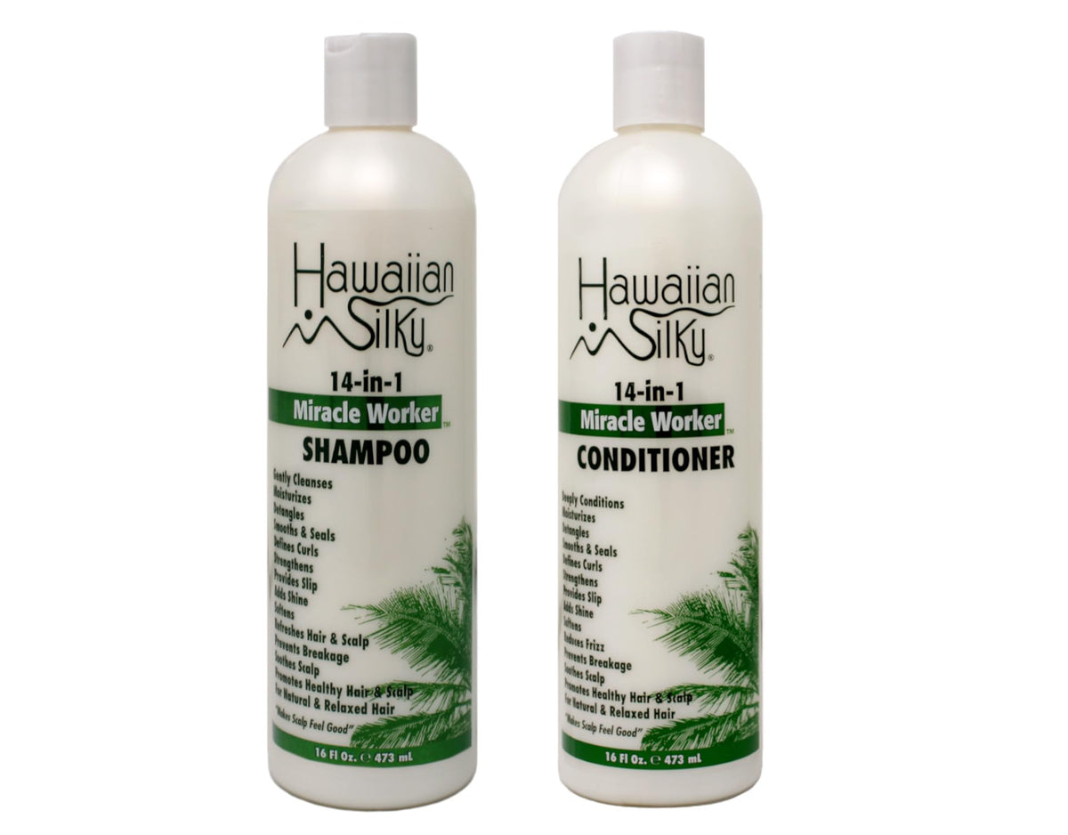 Hawaiian Silky Miracle Worker shampoo bottle for gentle cleansing and moisture