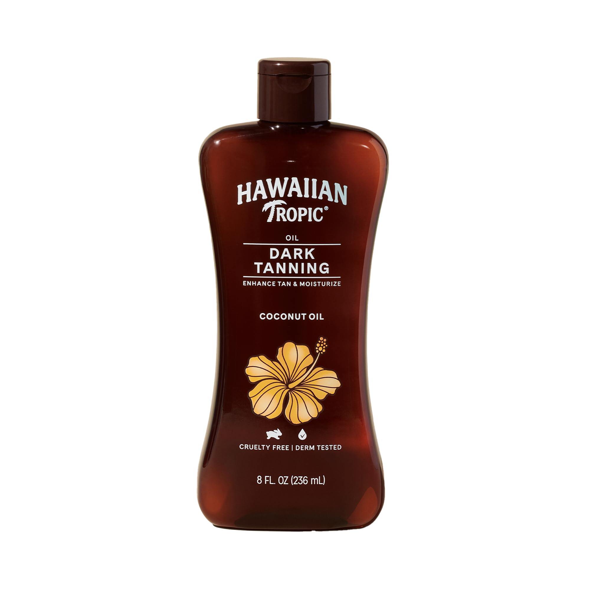 Hawaiian Tropic Dark Tanning Oil bottle for outdoor tanning