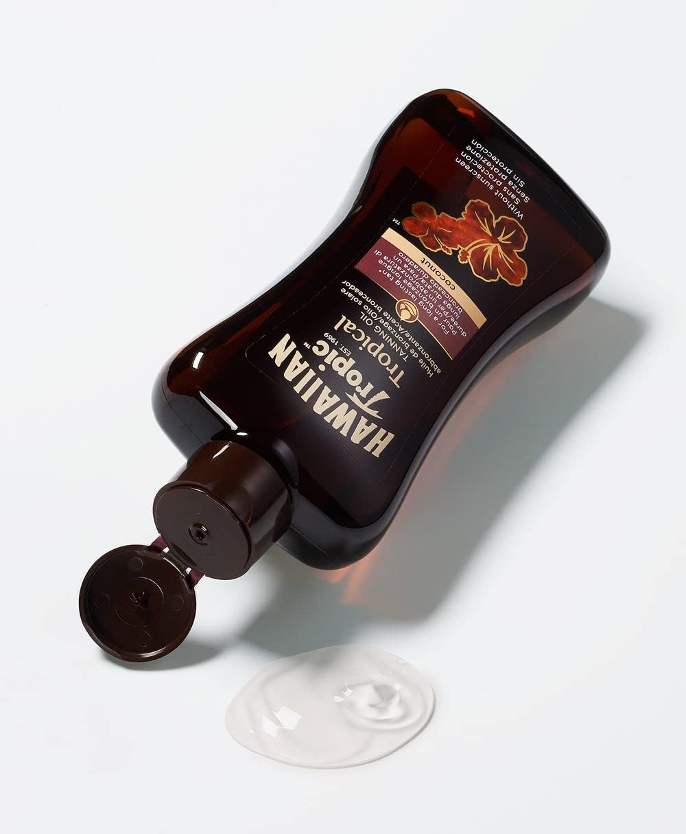 Sunlit scene featuring Hawaiian Tropic Dark Tanning Oil for tropical lifestyle.