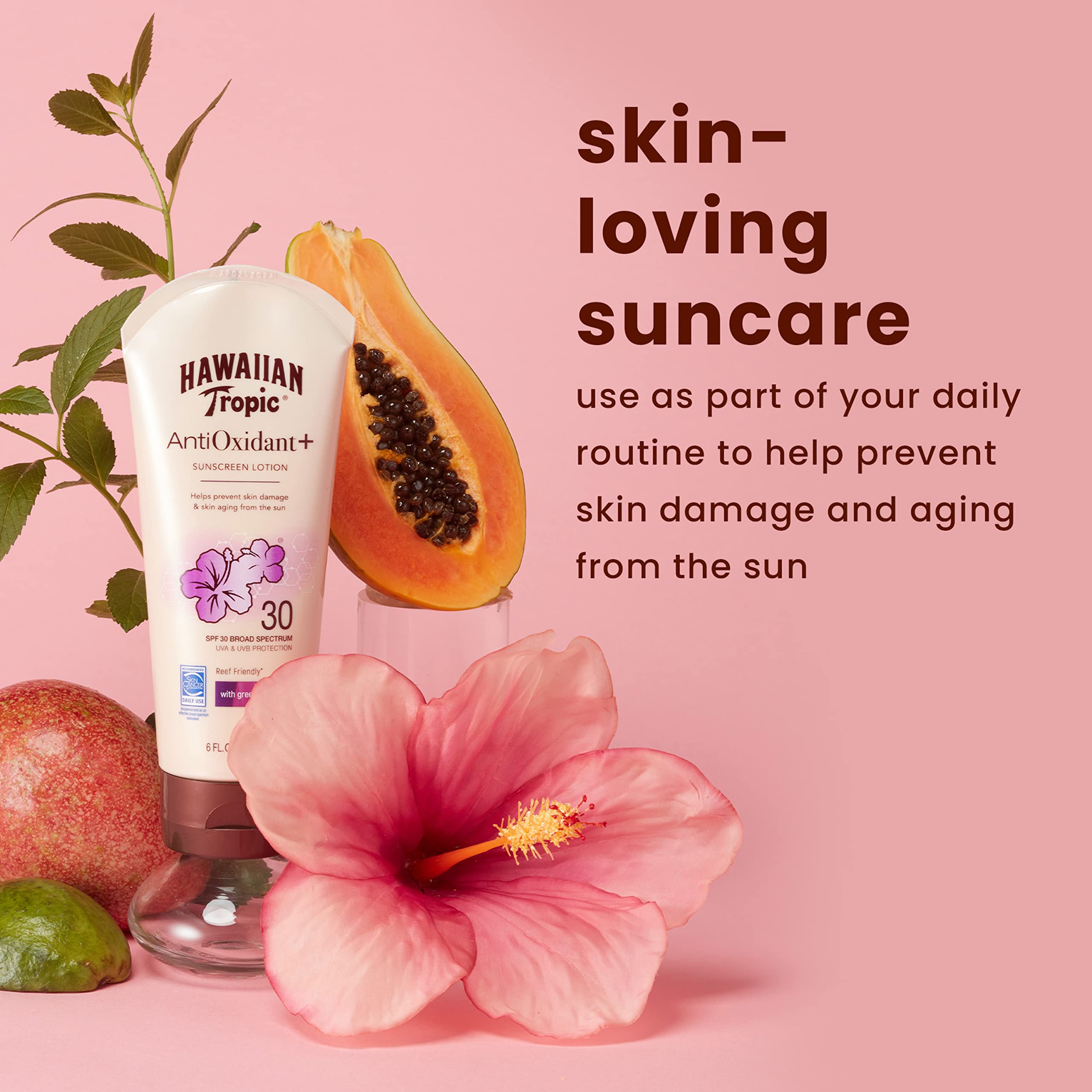 Hawaiian Tropic sunscreen with green tea extract texture.