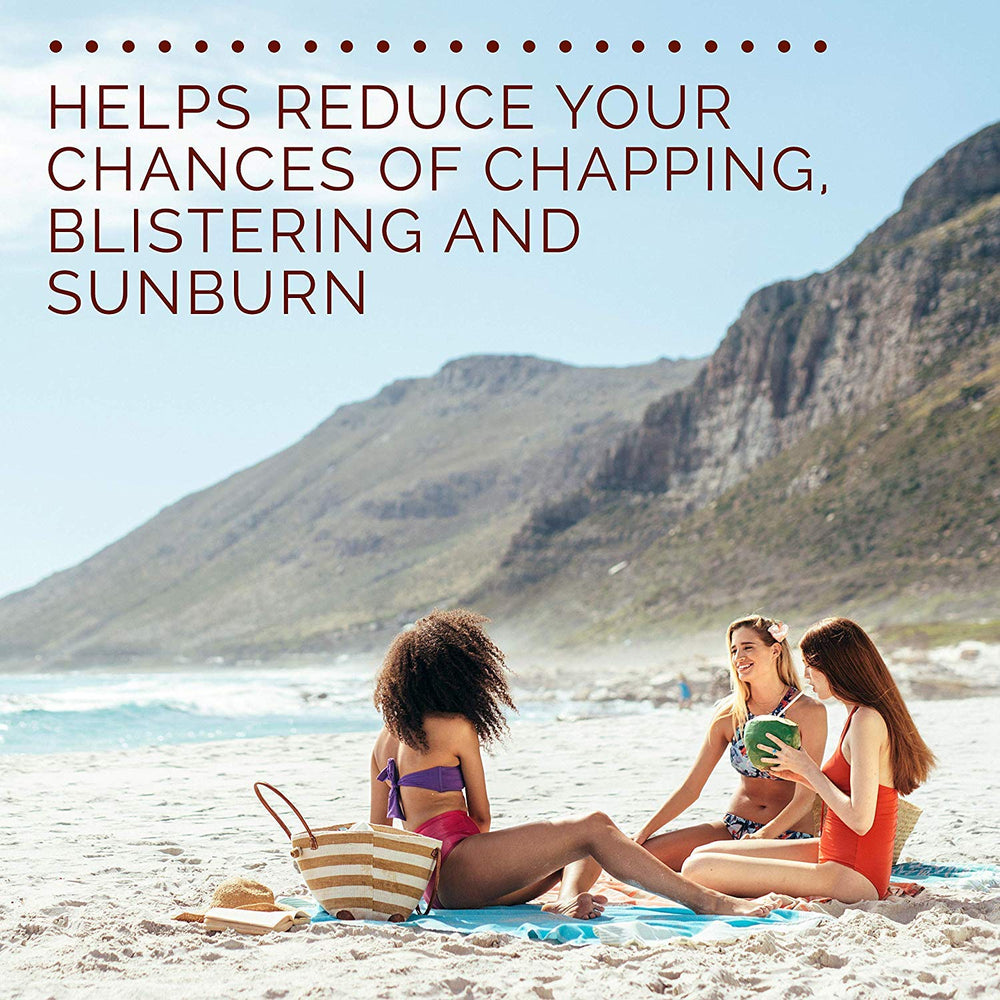 Hawaiian Tropic lip balm 4 g size, compact for travel.