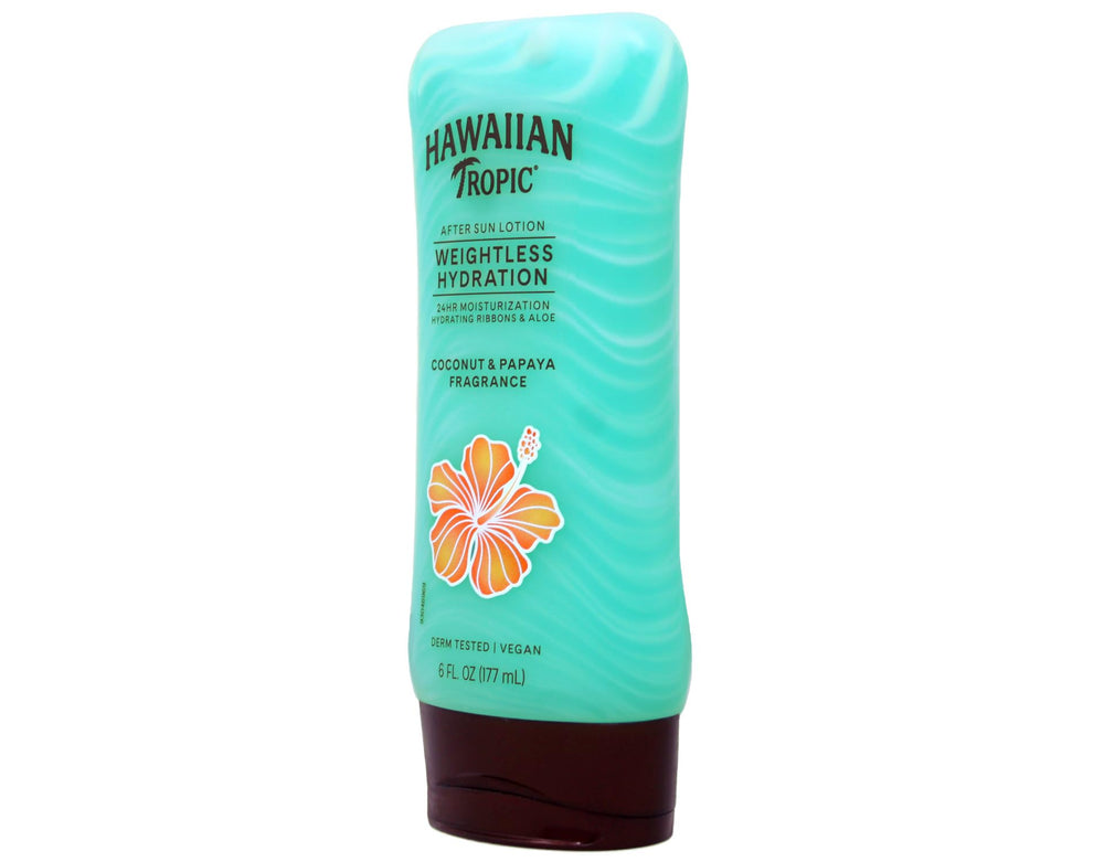 Hawaiian Tropic Silk Hydration after sun clear formula absorption demonstrated.