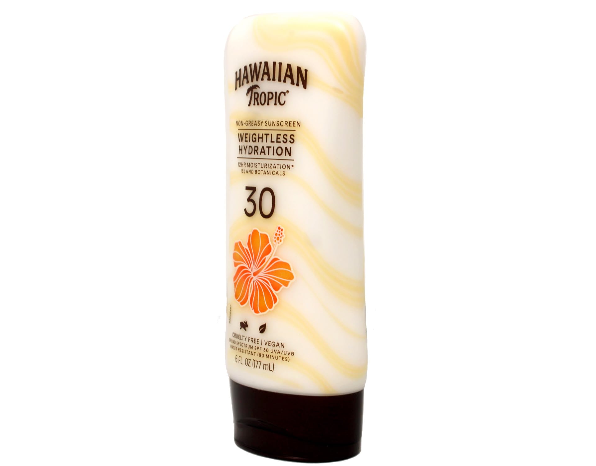 Hawaiian Tropic Silk Hydration close-up highlights tropical fragrance while protecting skin.