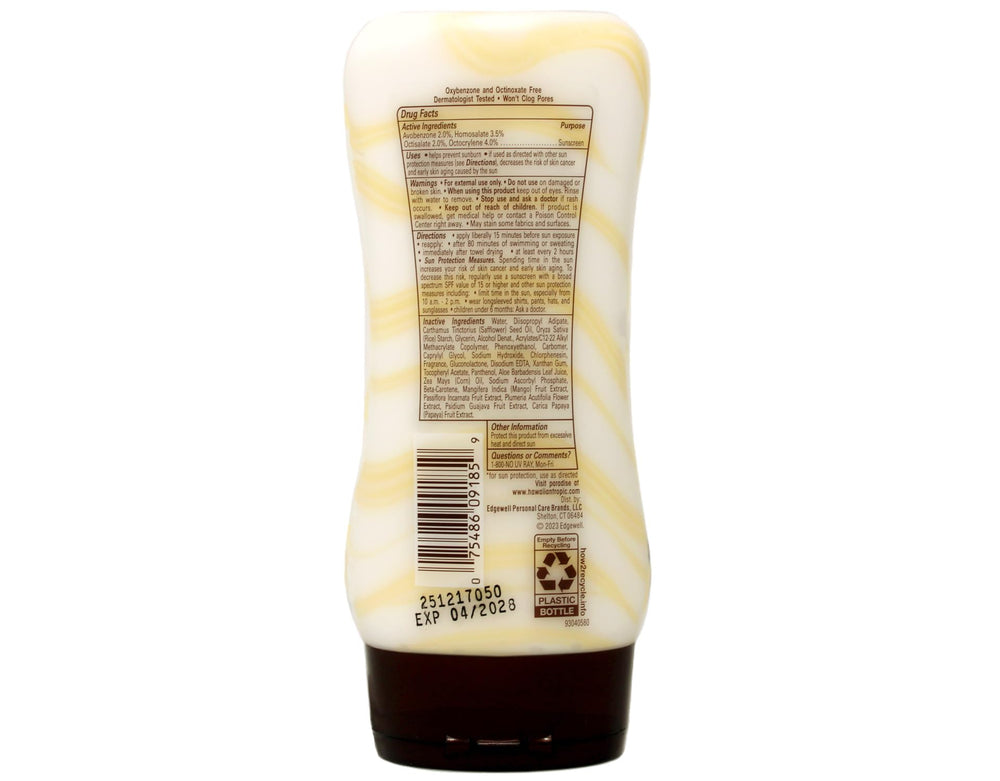 Hawaiian Tropic Silk Hydration lotion is being applied for smooth, hydrated skin outdoors.