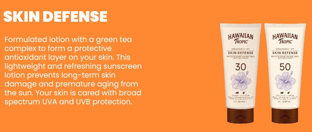 45% recycled packaging used for Hawaiian Tropic Skin Defense tube.