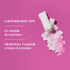 Hawaiian Tropic Tropical Lip Balm SPF 30 applied on lips delivering hydration and protection