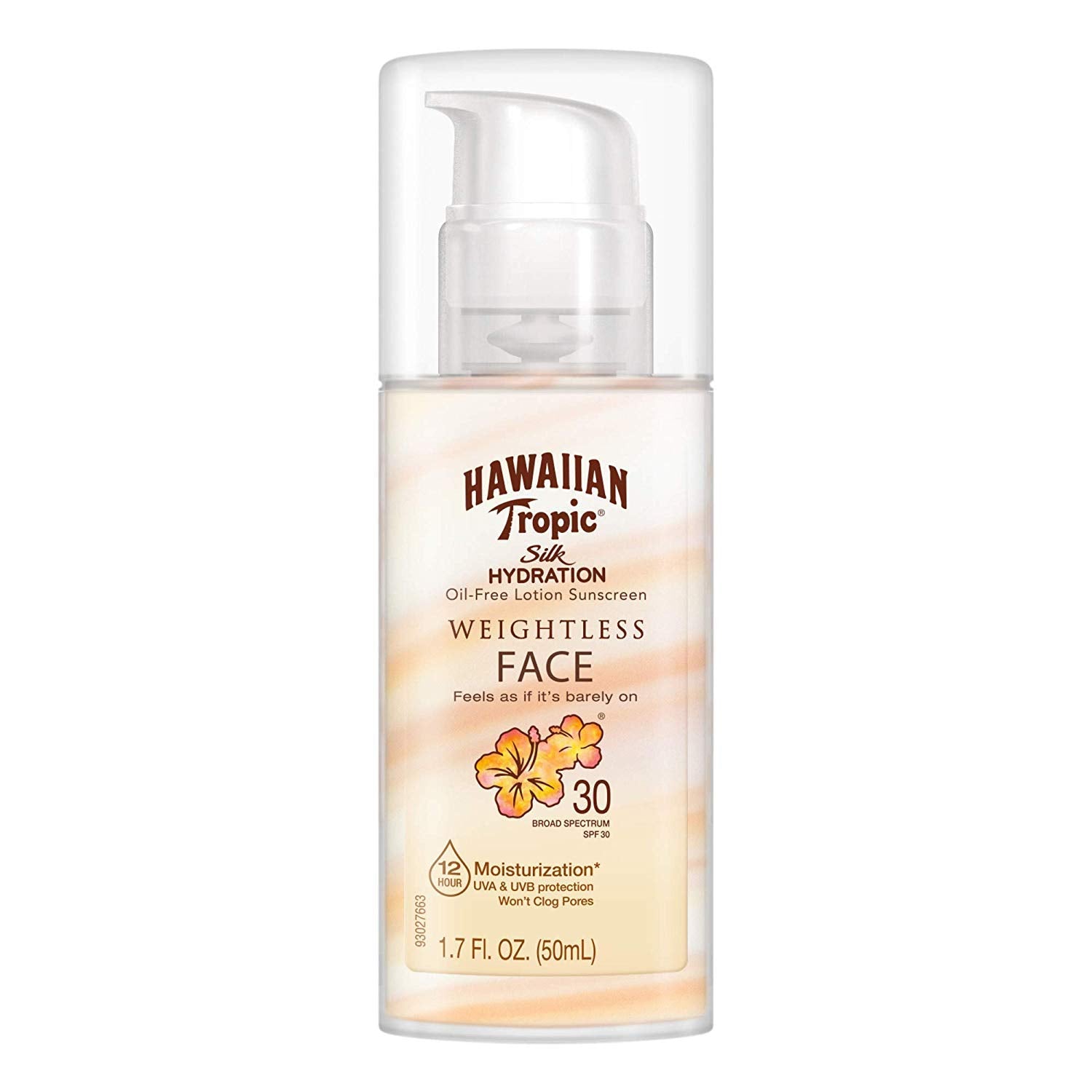 Hawaiian Tropic Weightless Hydration on the face showing matte finish for breathable skin.