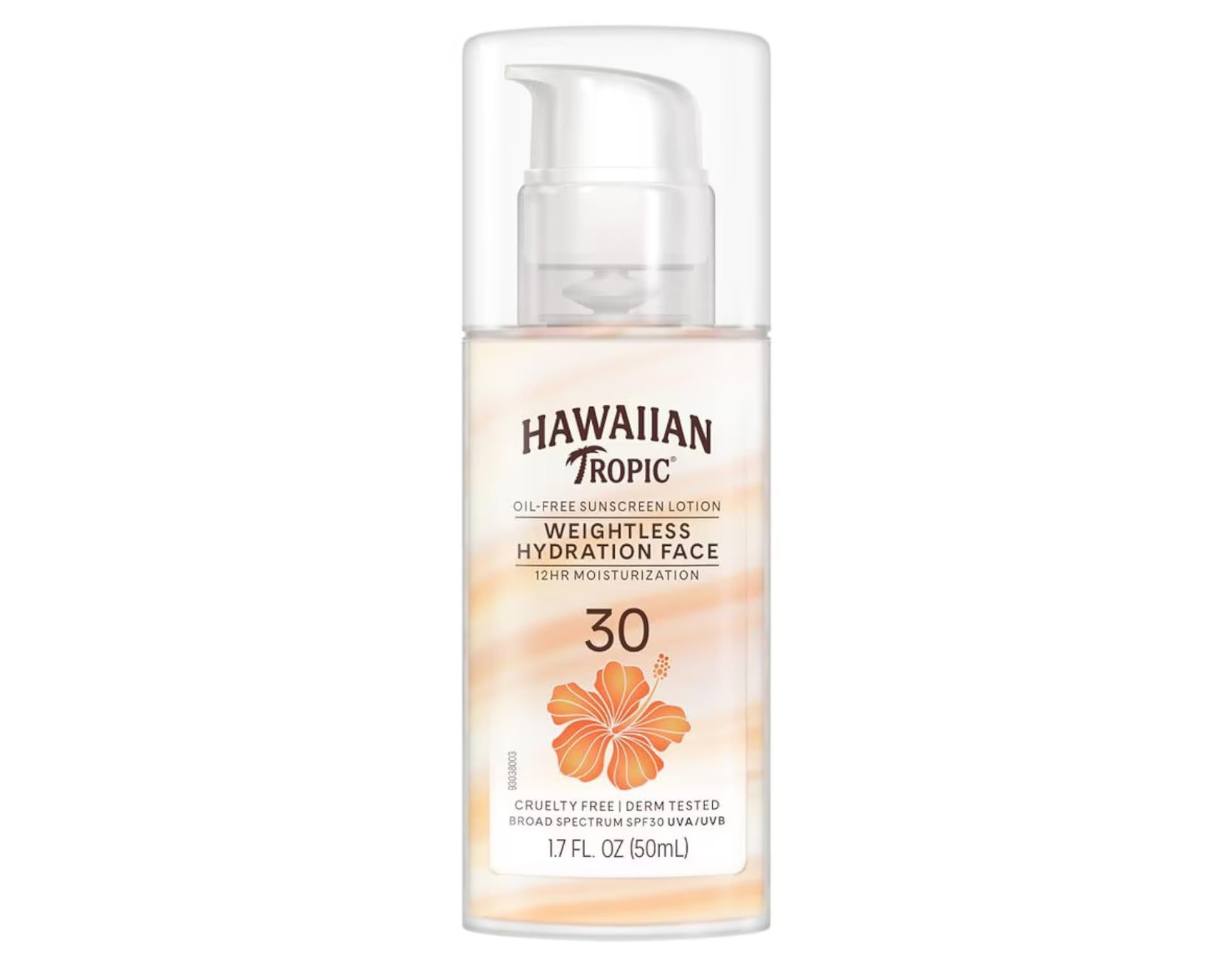 Hawaiian Tropic Weightless Hydration sunscreen bottle provides light SPF 30 protection for daily use.