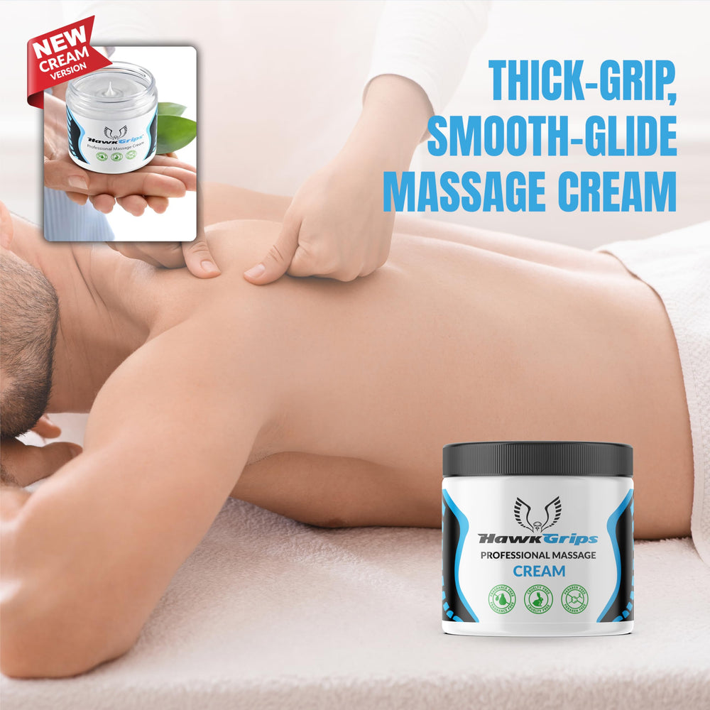 HawkGrips shea butter glide texture on the skin during massage.