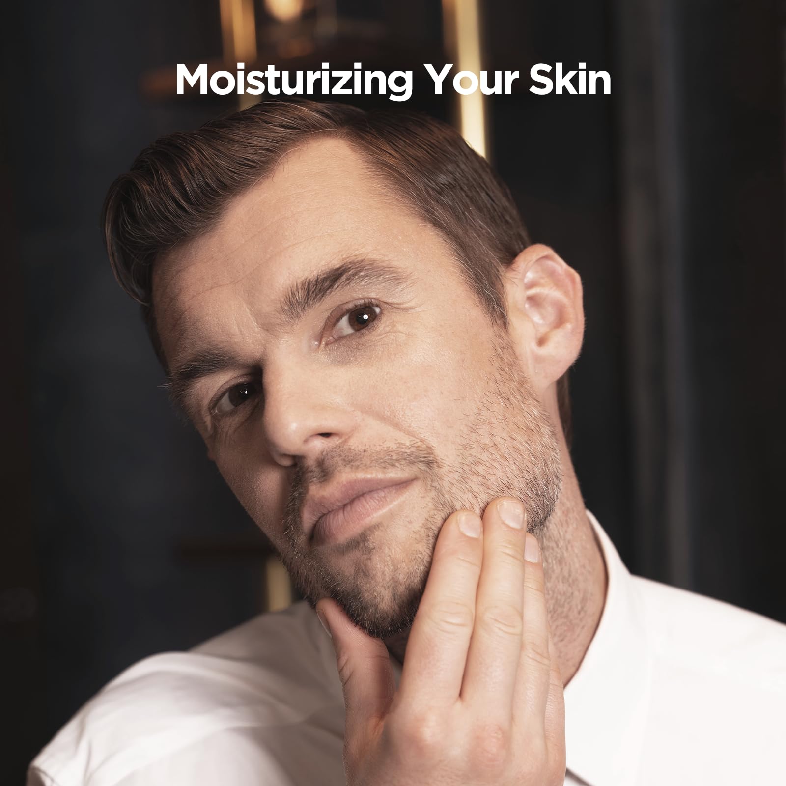 Hawkins & Brimble creamy texture showing soothing application on skin