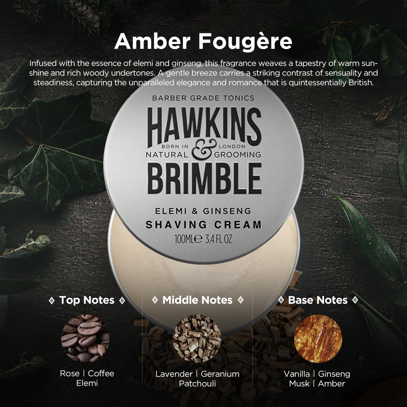 Hawkins & Brimble label on jar highlights premium, cruelty-free credentials