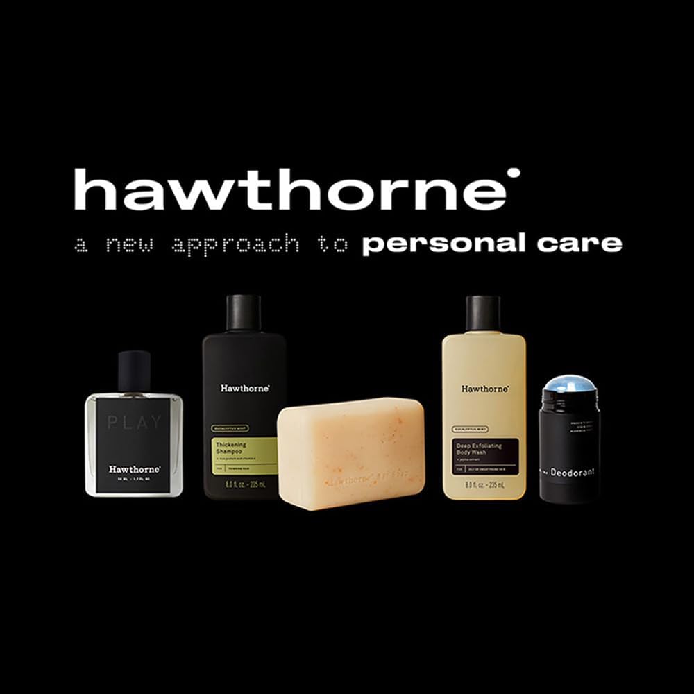 Hawthorne Thicker Hair packaging highlights sulfate-free and vegan formula.