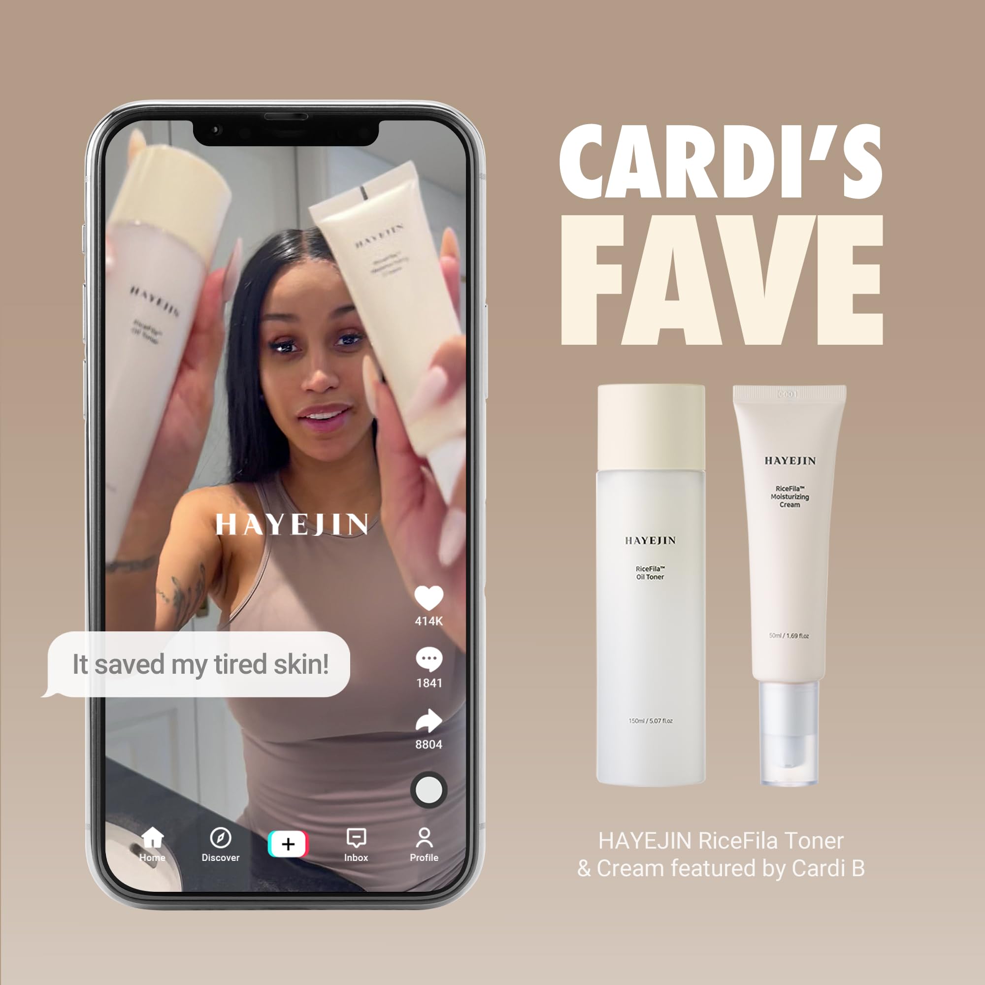 HAYEJIN RiceFila dual-phase shake activates the hydrating formula.