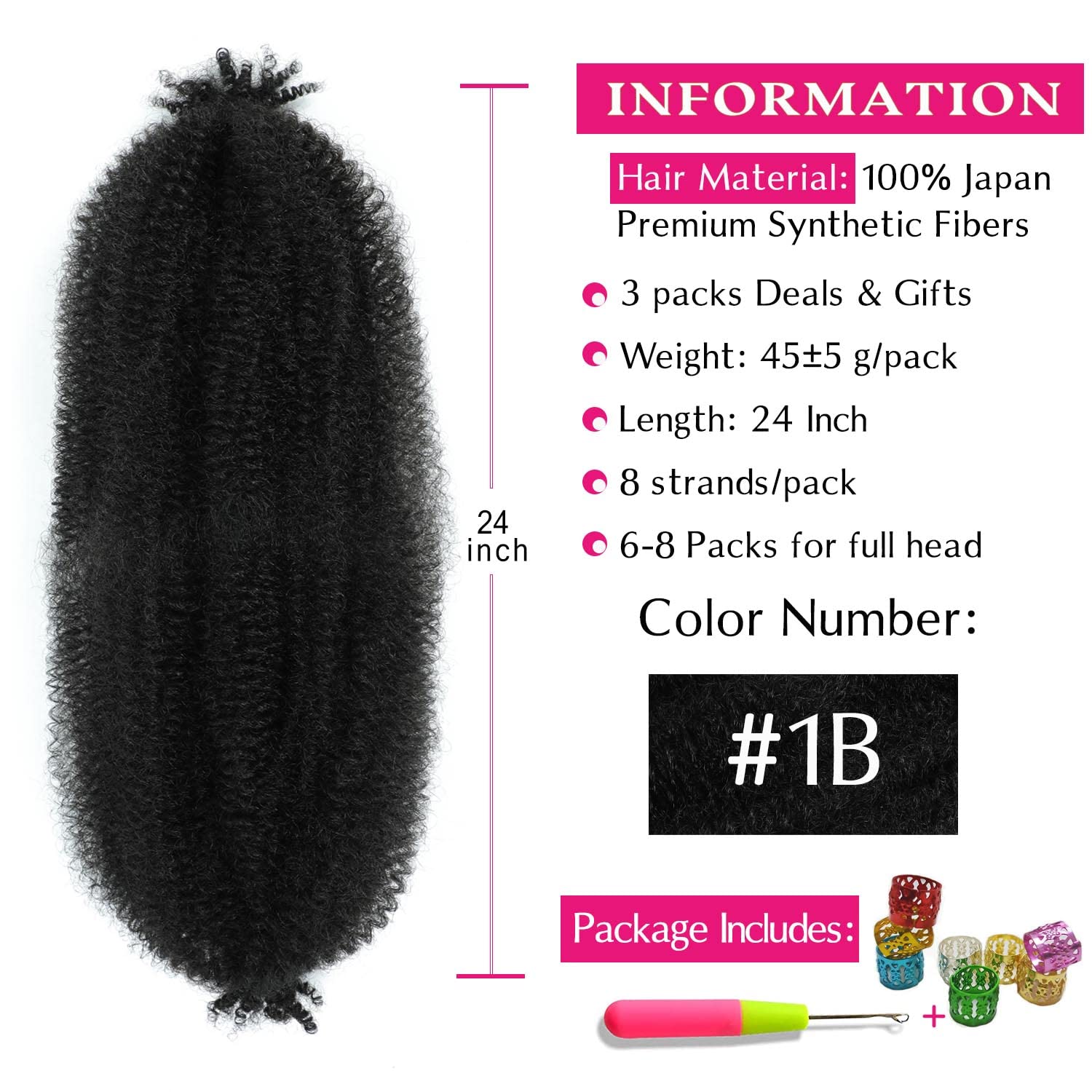 Hbegant Afro Twist 24inch soft-on-skin texture for comfortable wear
