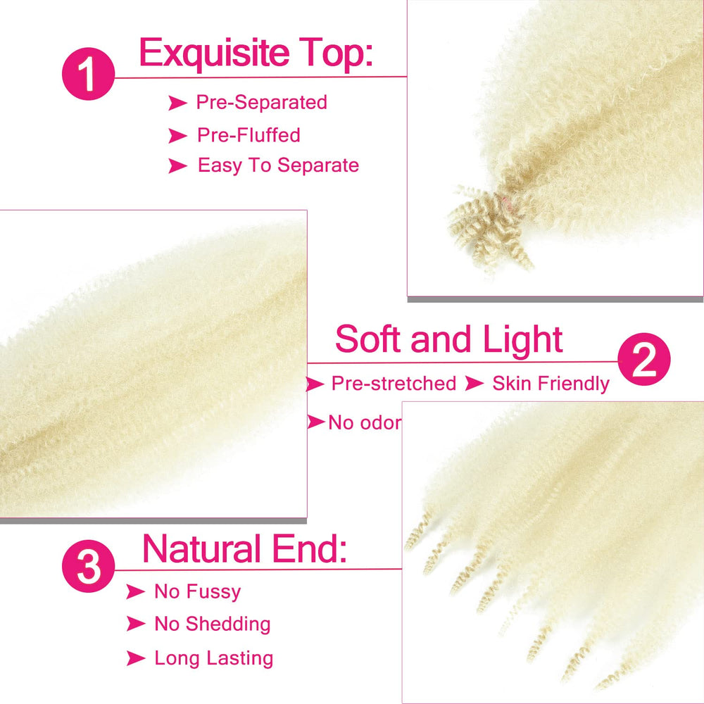 Hbegant Afro Twist Hair 24-inch pre-fluffed strands for easy installation.