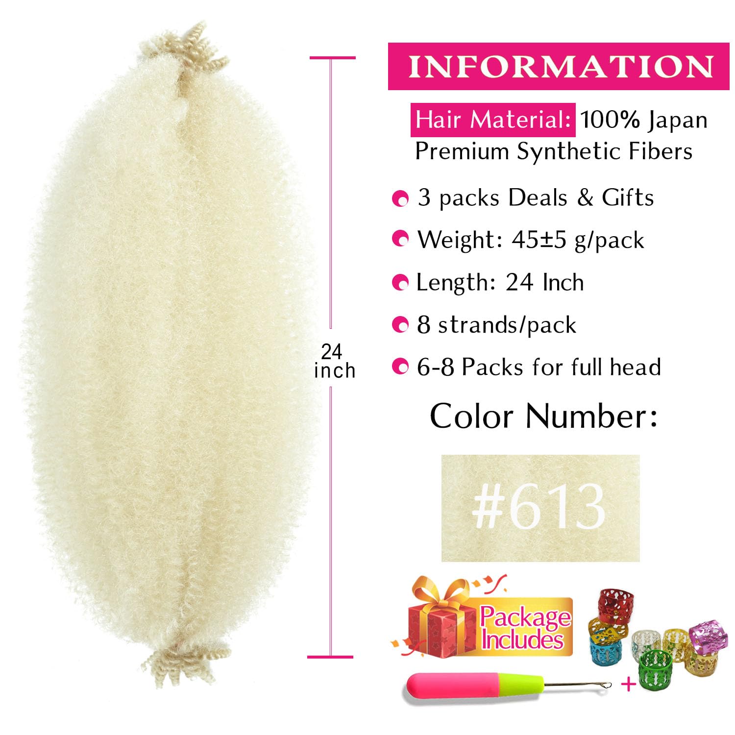Hbegant Afro Twist Hair 24-inch soft-on-skin fibers for comfortable wear.