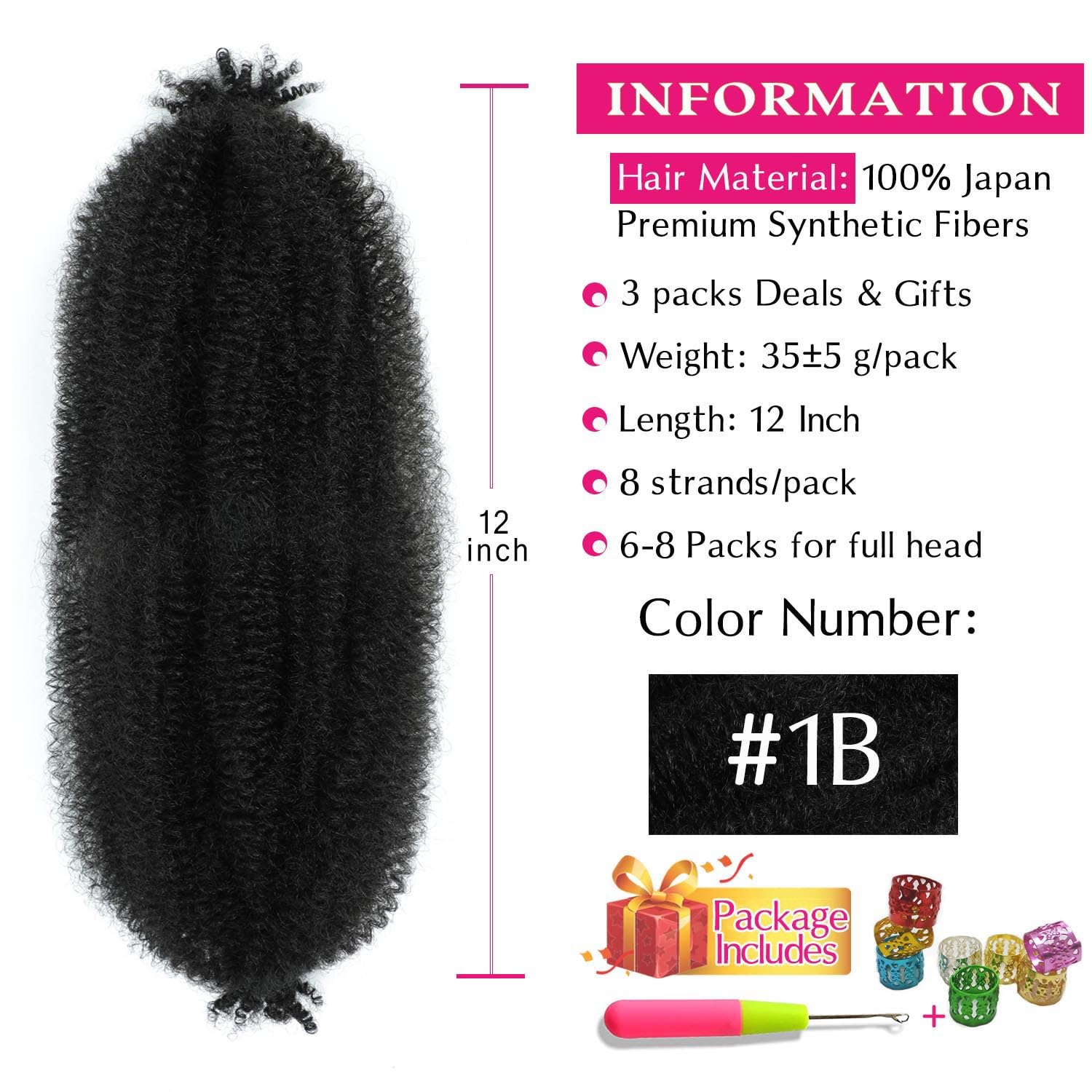 Hbegant springy afro twist 12-inch texture with natural density.