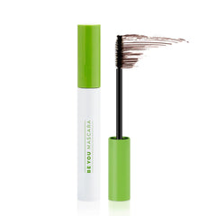 HBY Magic Brown Mascara bottle front shows vegan, buildable gel for natural to glam looks.