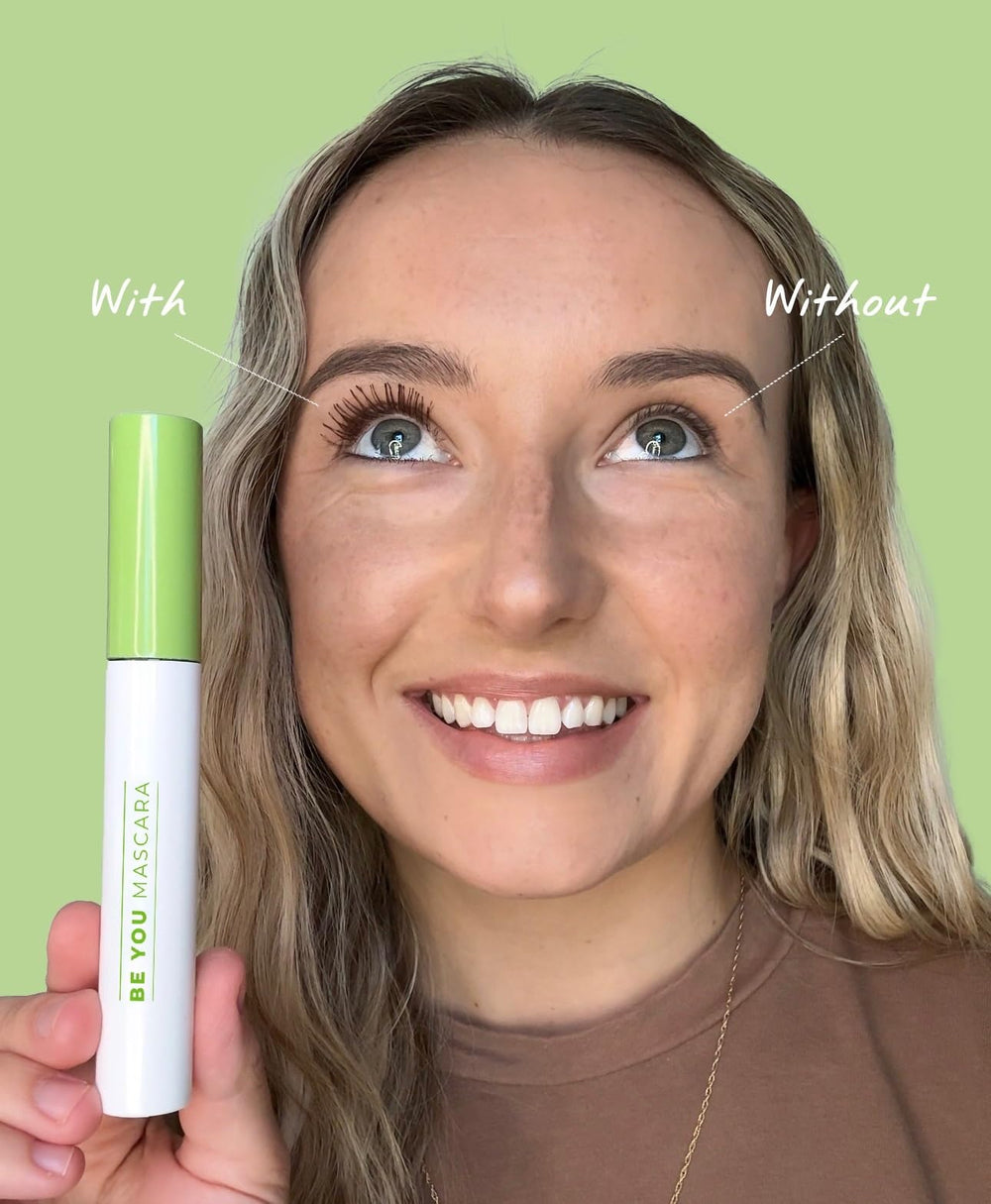 HBY Magic Brown mascara on lashes offers dramatic lift and length without fibers.