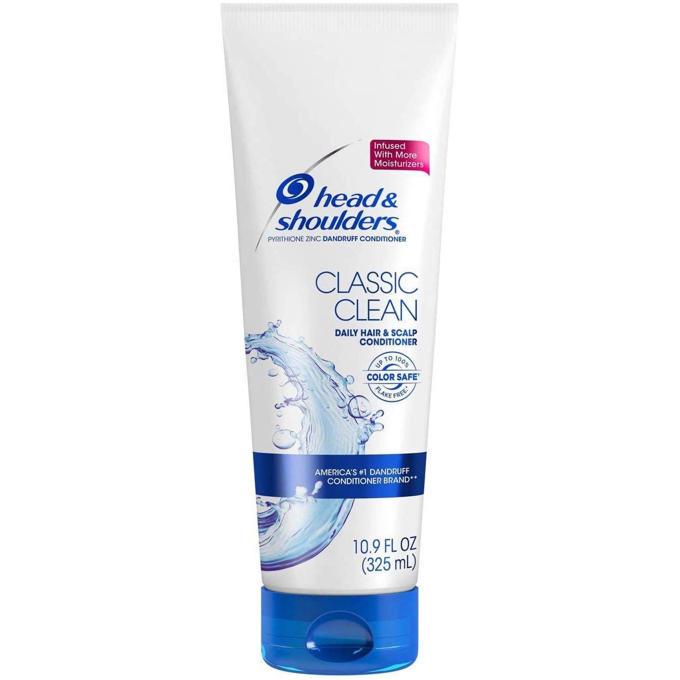 Head & Shoulders Classic Clean conditioner bottle pouring, reduces visible flakes.