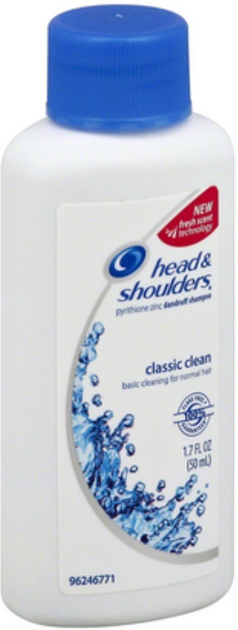 Head & Shoulders Classic Clean travel-size bottle provides on-the-go dandruff protection.