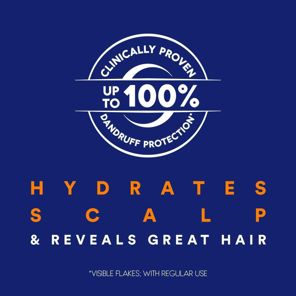 Head & Shoulders Clinical Strength bottle shows flakes reduction with regular use.