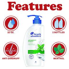 Head & Shoulders Cool Menthol shampoo front view highlights refreshing menthol aroma.