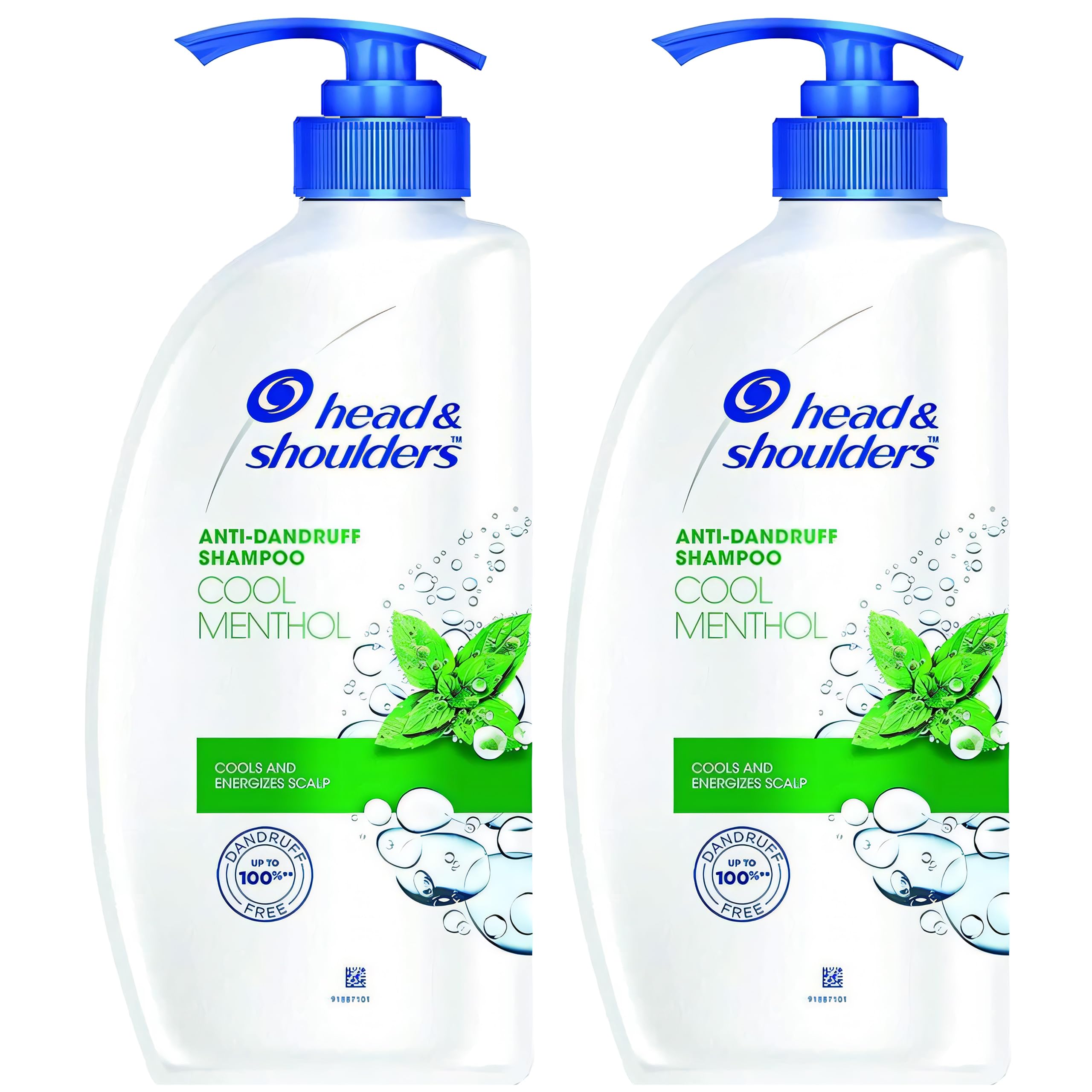 Head & Shoulders Cool Menthol shampoo pump bottle two-pack for daily dandruff care.