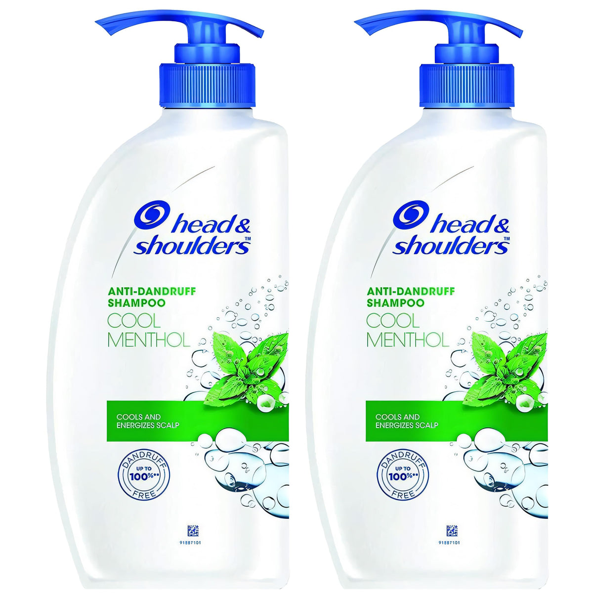 Head & Shoulders Cool Menthol shampoo pump bottle two-pack for daily dandruff care.