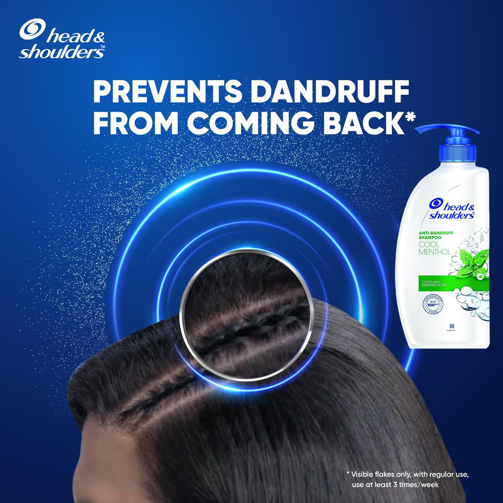 Head & Shoulders Cool Menthol shampoo two-pack setup on shower shelf.