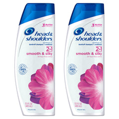 Head & Shoulders Smooth & Silky 2-in-1 bottle front view showing frizz control
