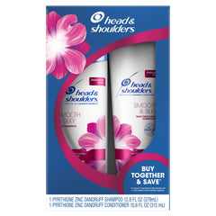 Head & Shoulders Smooth & Silky shampoo bottle with rich lather for moisture and shine.