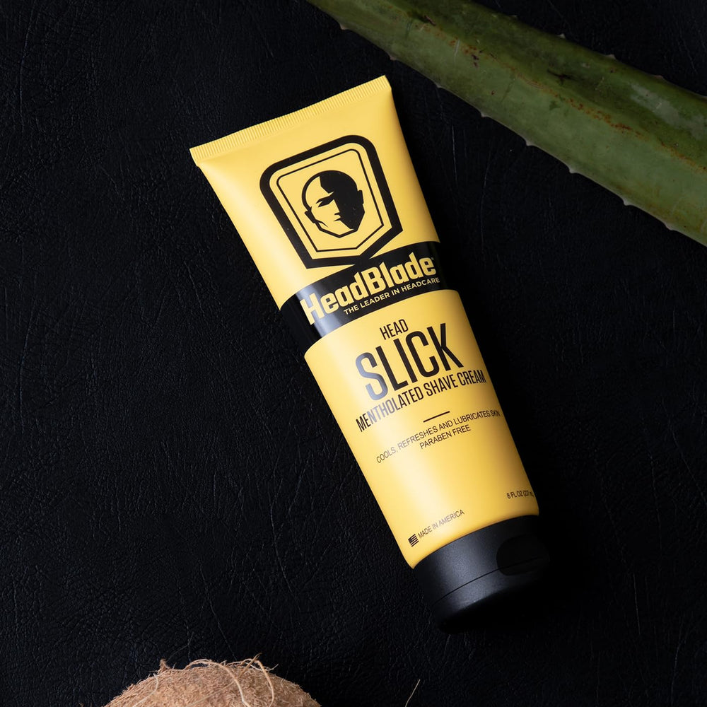 HeadBlade HeadSlick cream applied on scalp enables a comfortable shave.