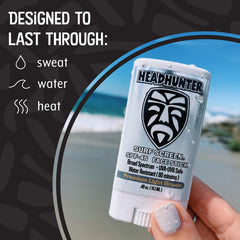 Headhunter sunscreen face stick roll-on design for quick coverage during workouts.