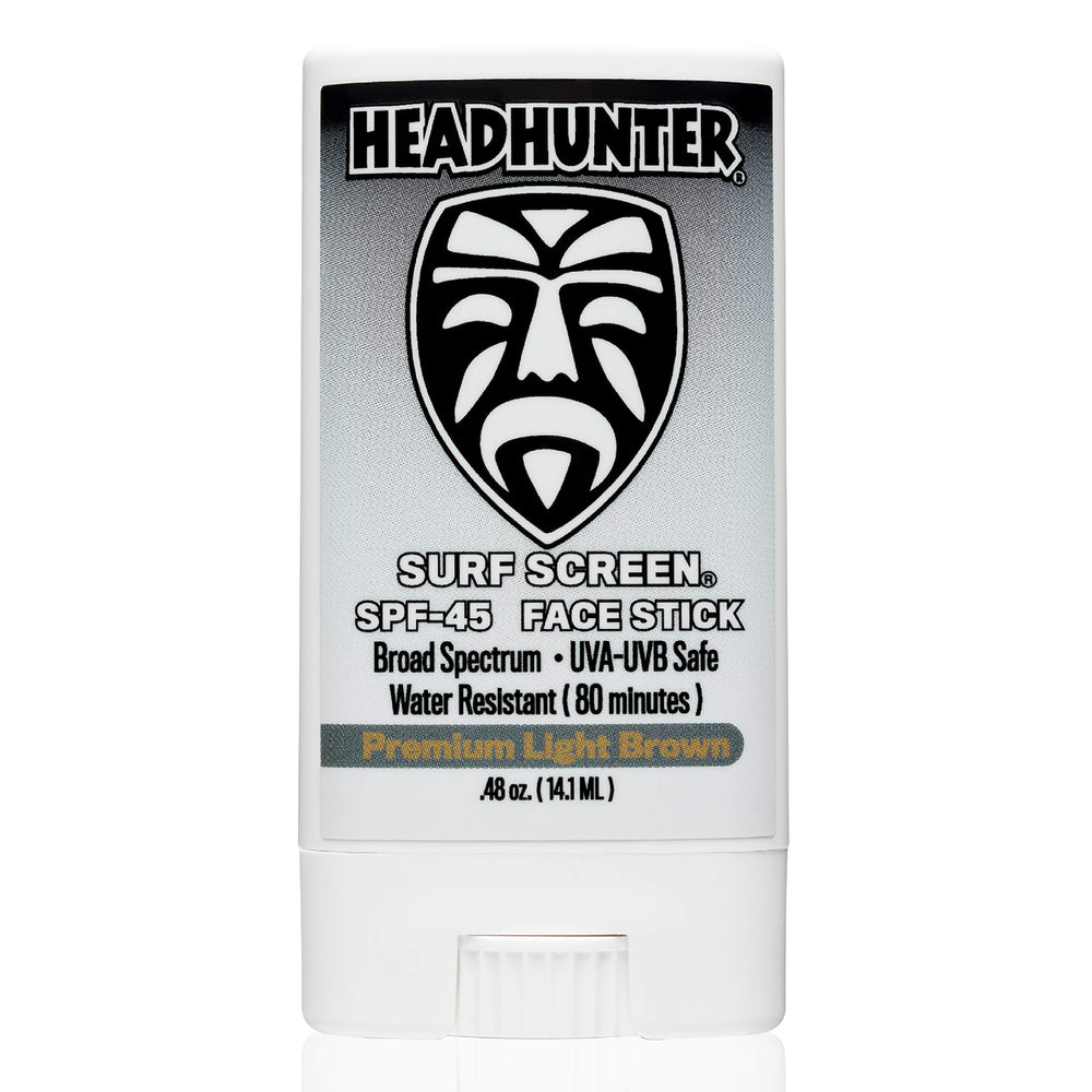 Headhunter SPF 45 face stick with light tint for daily sun protection.