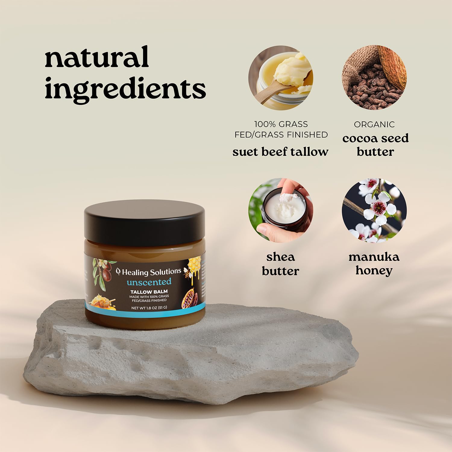 Healing Solutions balm applied to hands for moisture