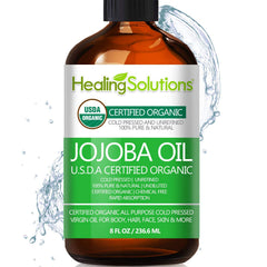 Healing Solutions Jojoba Oil amber bottle for skin and hair hydration