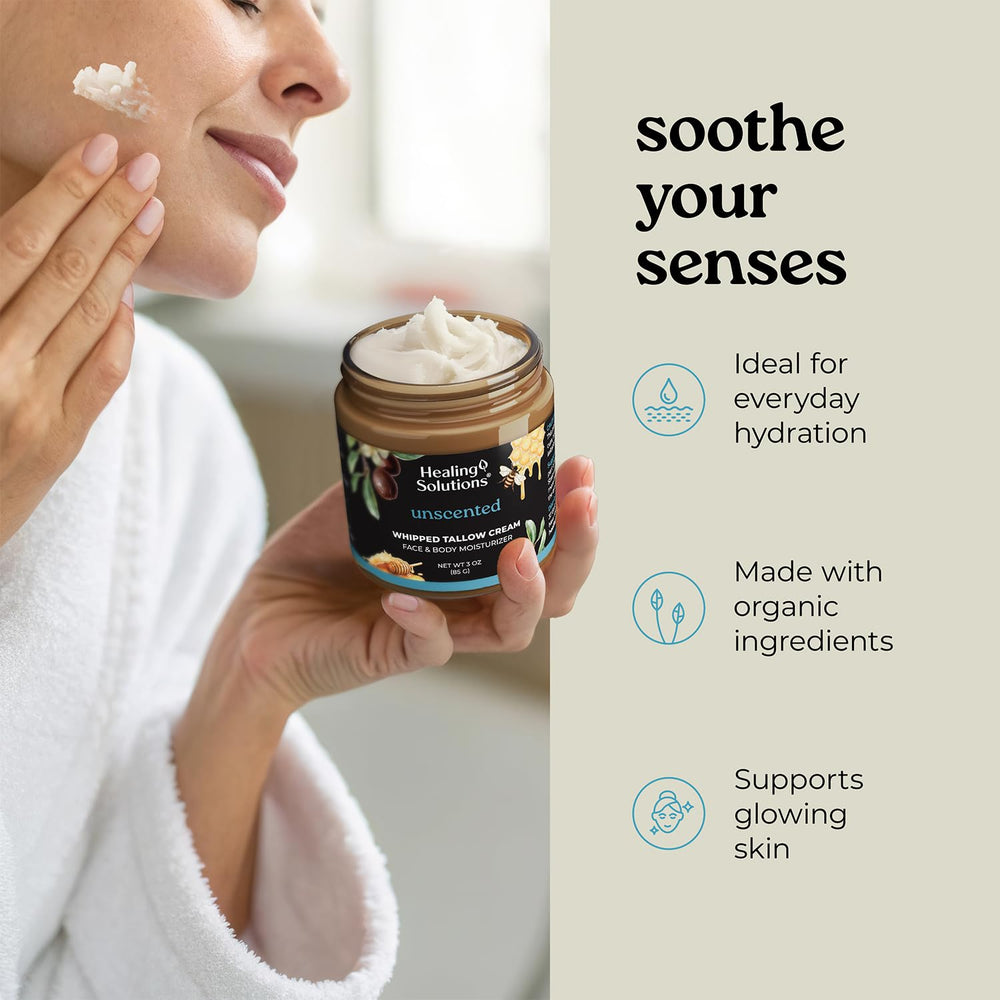 Healing Solutions whipped tallow balm texture swatch highlights light absorption