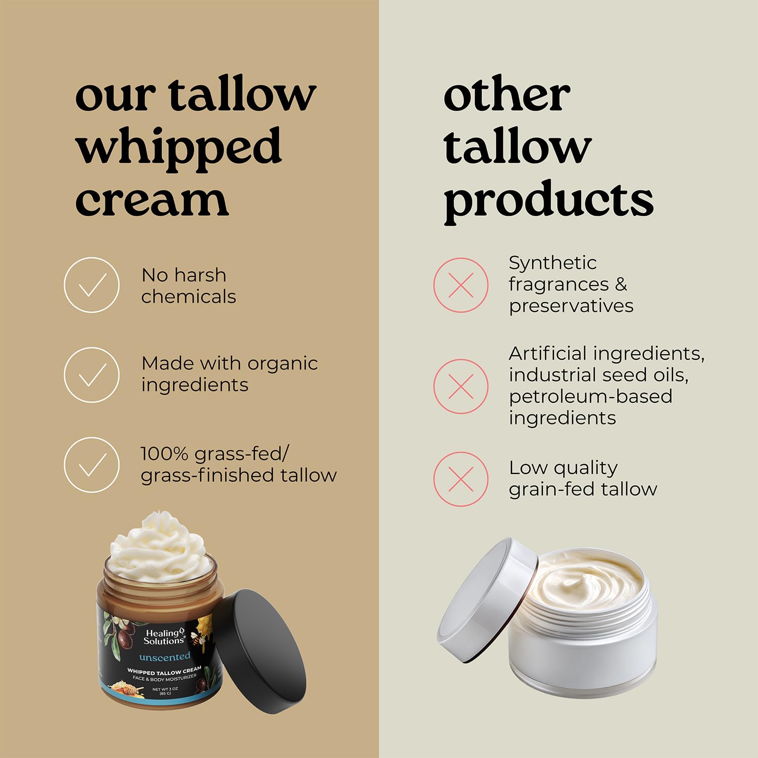 Healing Solutions whipped tallow balm usa-made small-batch production