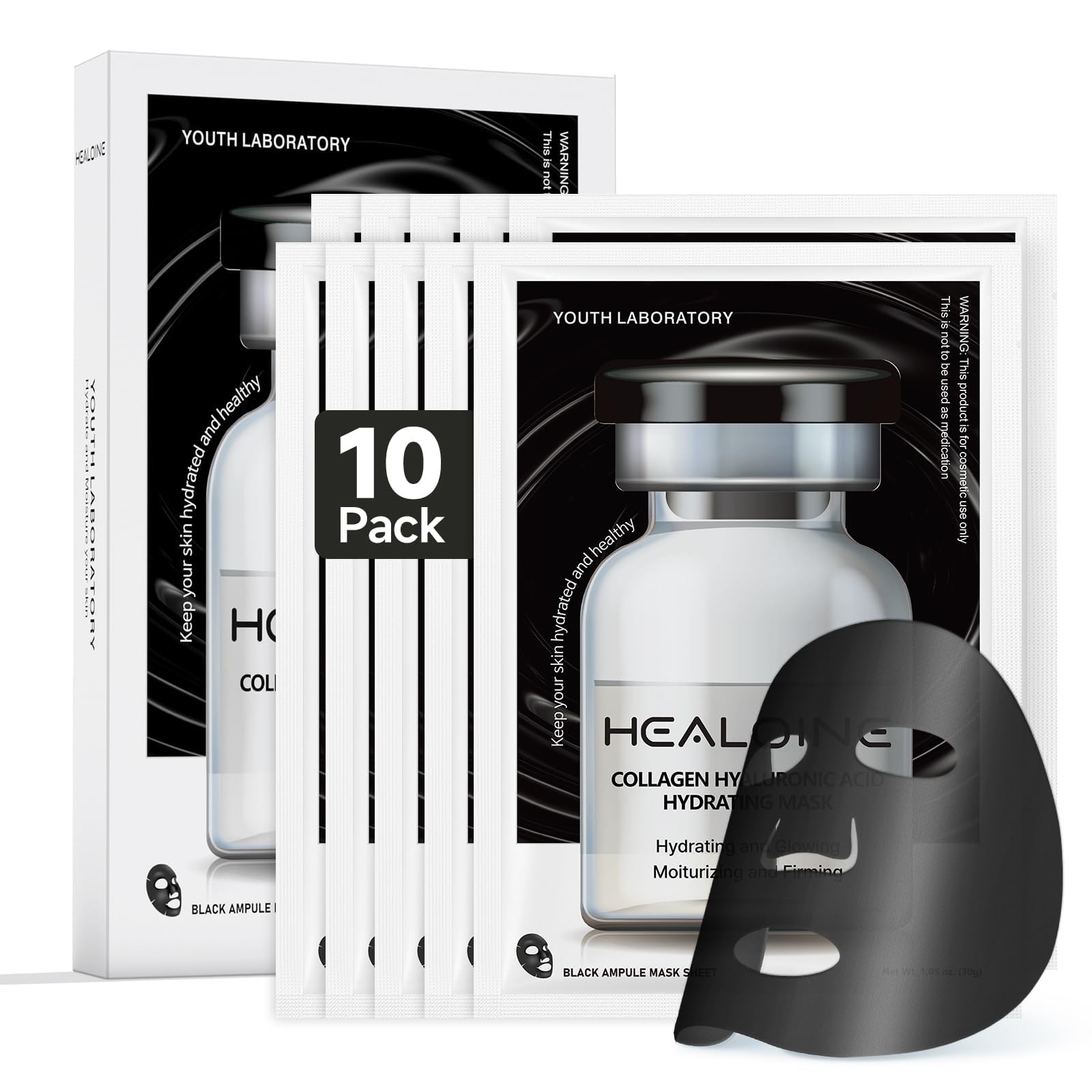HEALOINE Deep Collagen Mask close-up showing 500ppm collagen for skin nourishment