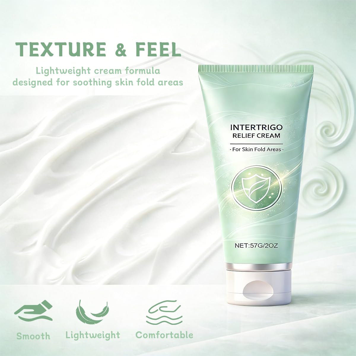 Healora Intertrigo Cream barrier illustrating moisture protection in folds.