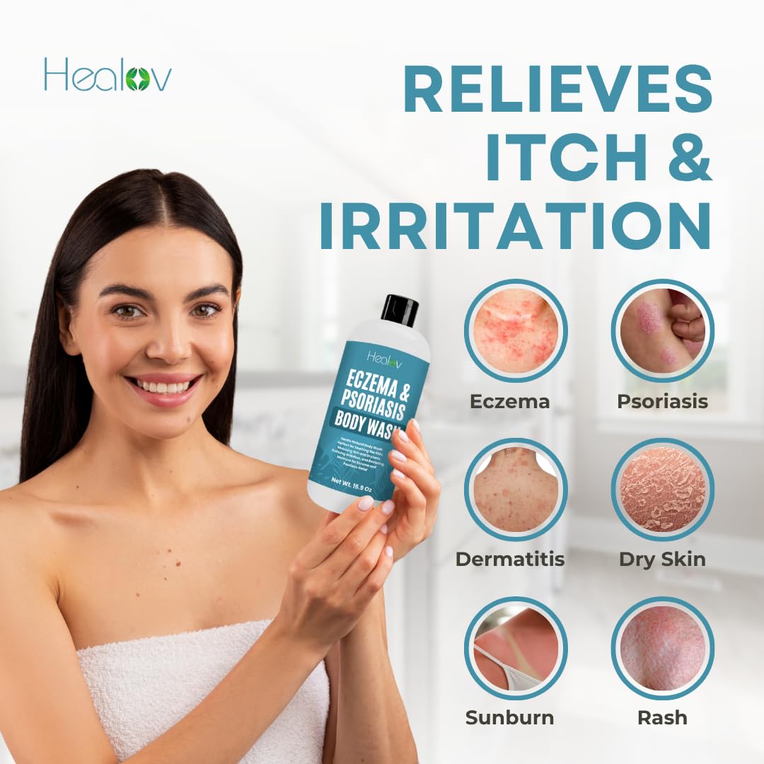 Close-up of Healov ingredients including colloidal oatmeal and tea tree oil.