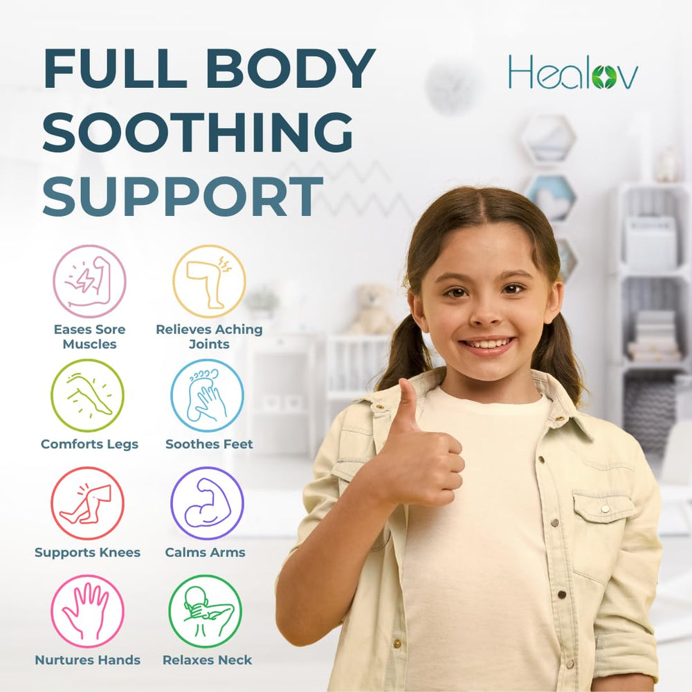 Healov Magnesium Lotion for Kids after-play legs application for soft muscles.