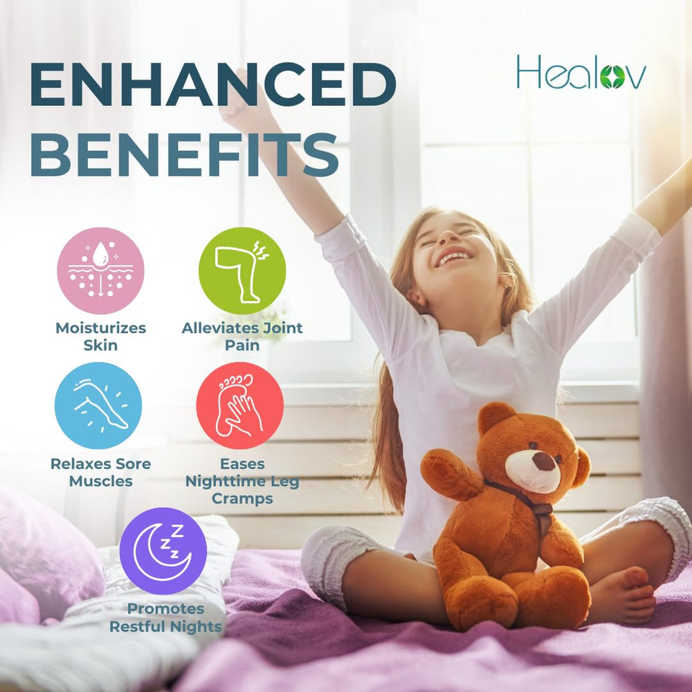 Healov Magnesium Lotion for Kids safe packaging for parents' peace of mind.
