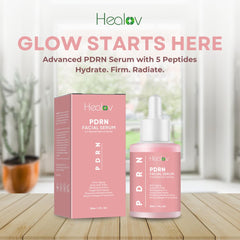 Closeup of Healov PDRN Serum label highlighting key ingredients