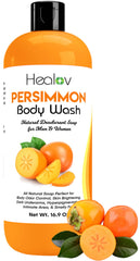 Healov Persimmon bottle front promotes odor control for all-day freshness.