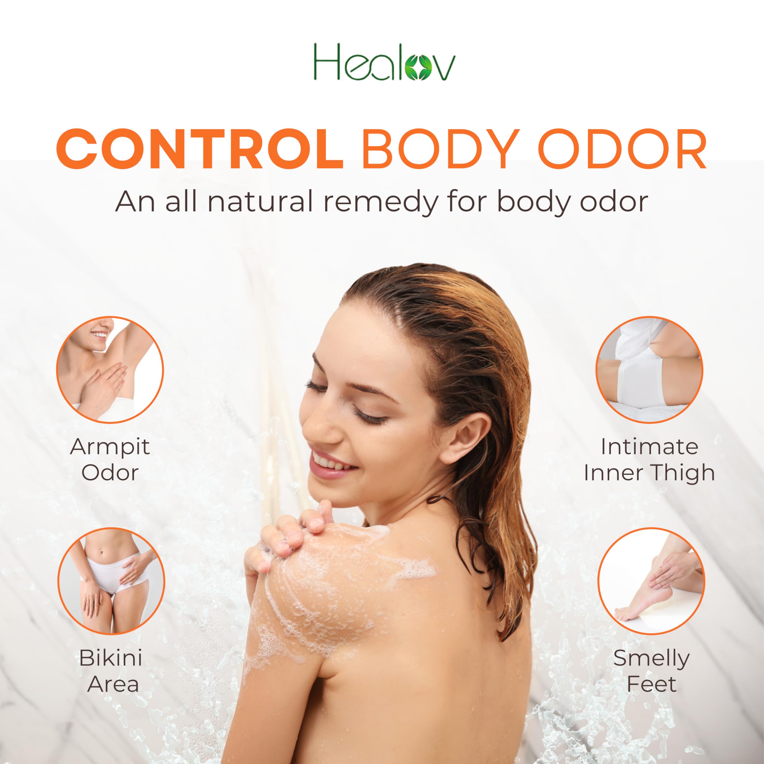 Healov Persimmon bottle pour demonstrates easy application for odor management.
