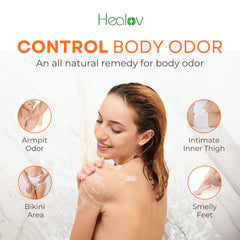 Healov Persimmon bottle pour demonstrates easy application for odor management.